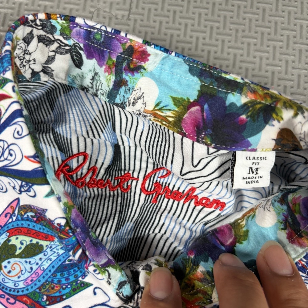 Robert Graham Men's Shirt Hilliard Textured Paisley Colorful Northchase Sz M EUC - Picture 4 of 10